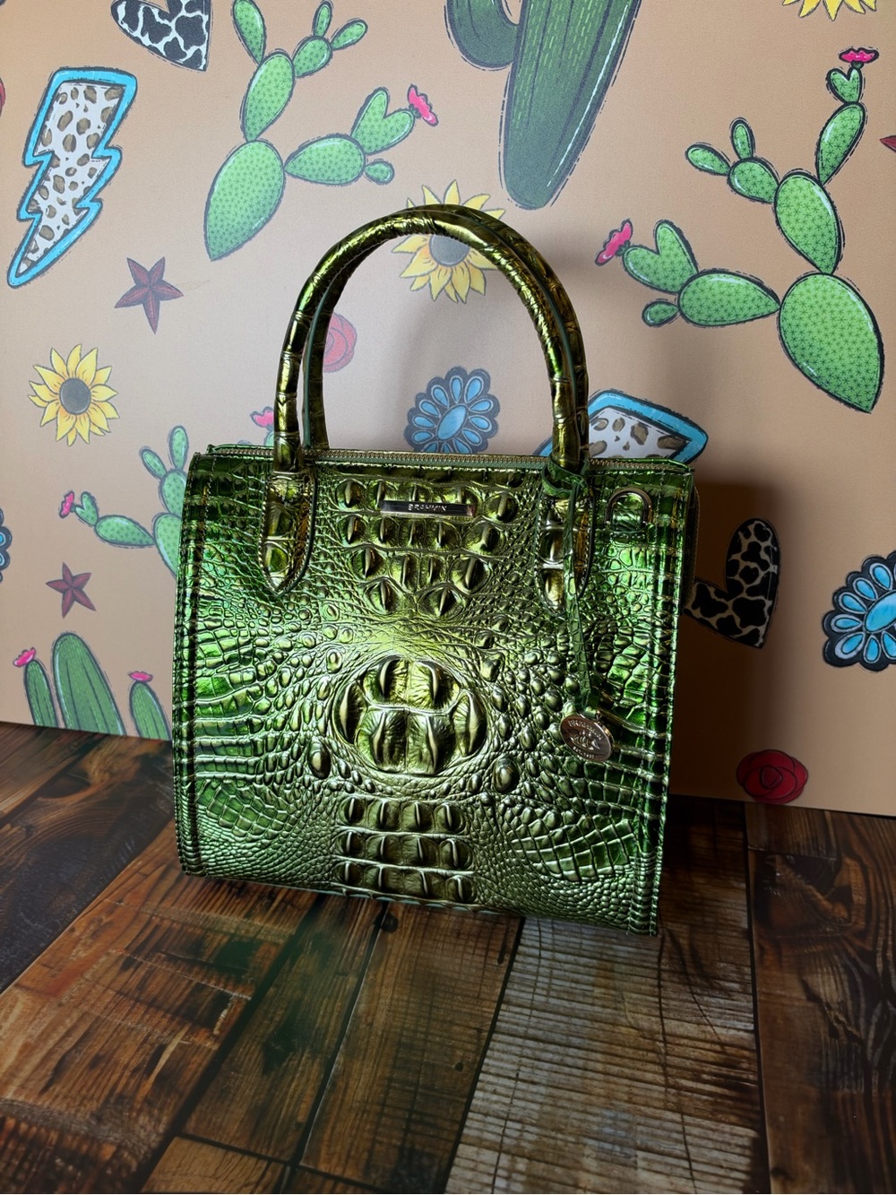 Last one! Price Firm! Brahmin Small Caroline cacti green Metallic - Picture 11 of 13